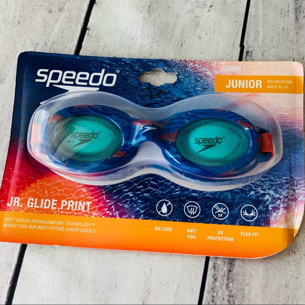 SPEEDO JR GLIDE PRINT GOGGLES JUNIOR 6-14 ANTI FOG UV PRO